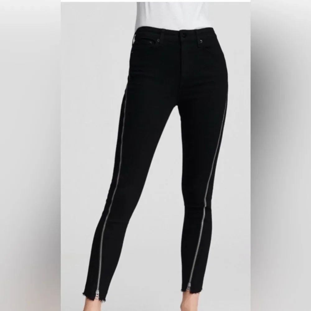 Rag & Bone Nina High Rise Skinny Black Zipper Jeans 26